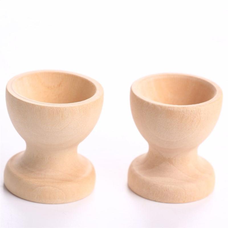 6PCS Wooden Egg Holder Household Kitchen Eggs Holding Cups Tabletop Egg Tray Container Wood Storage Holder