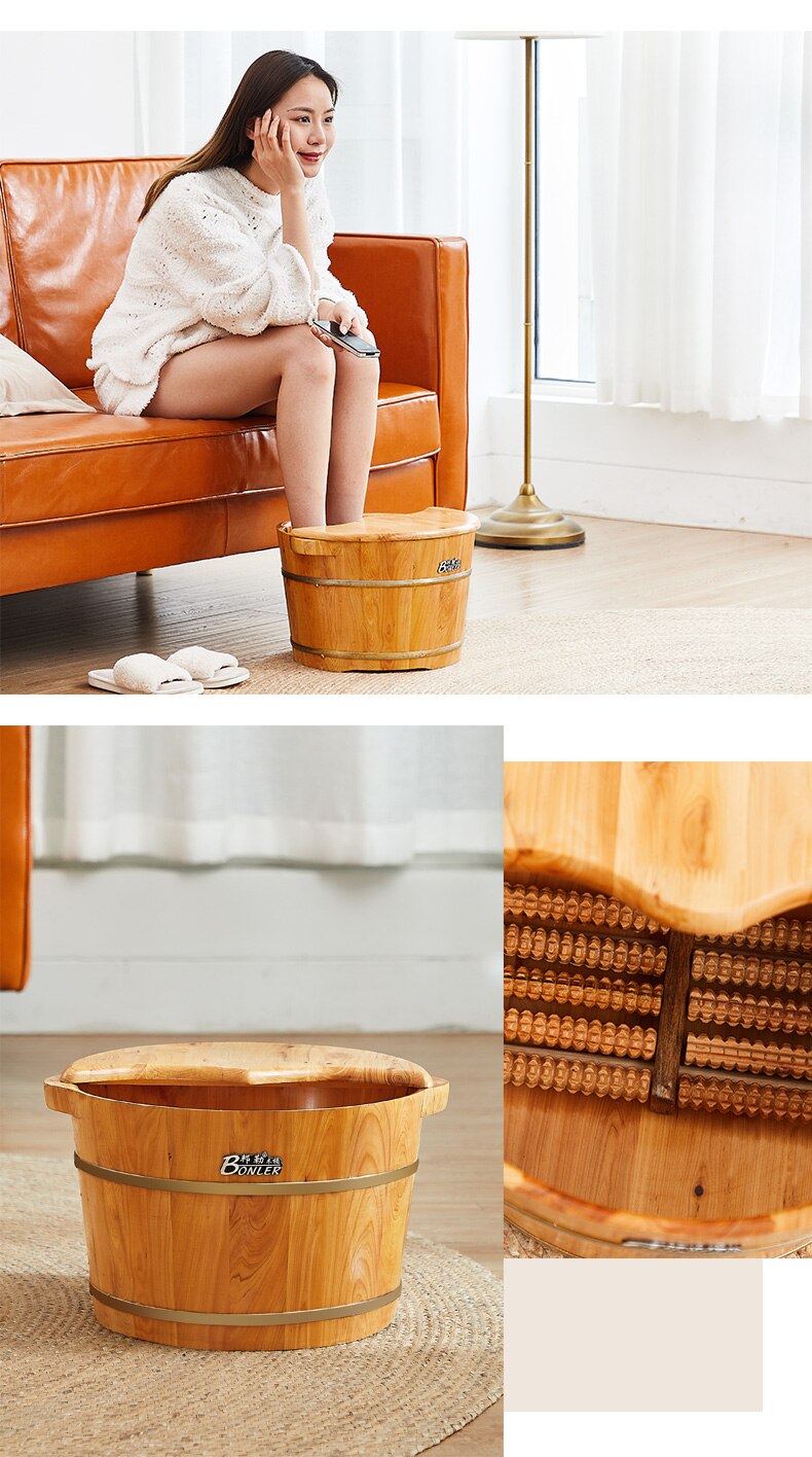 Cedar 26 high wooden barrel foot bath barrel binaural foot bath barrel foot bath barrel foot bath foot bath thickened tub home