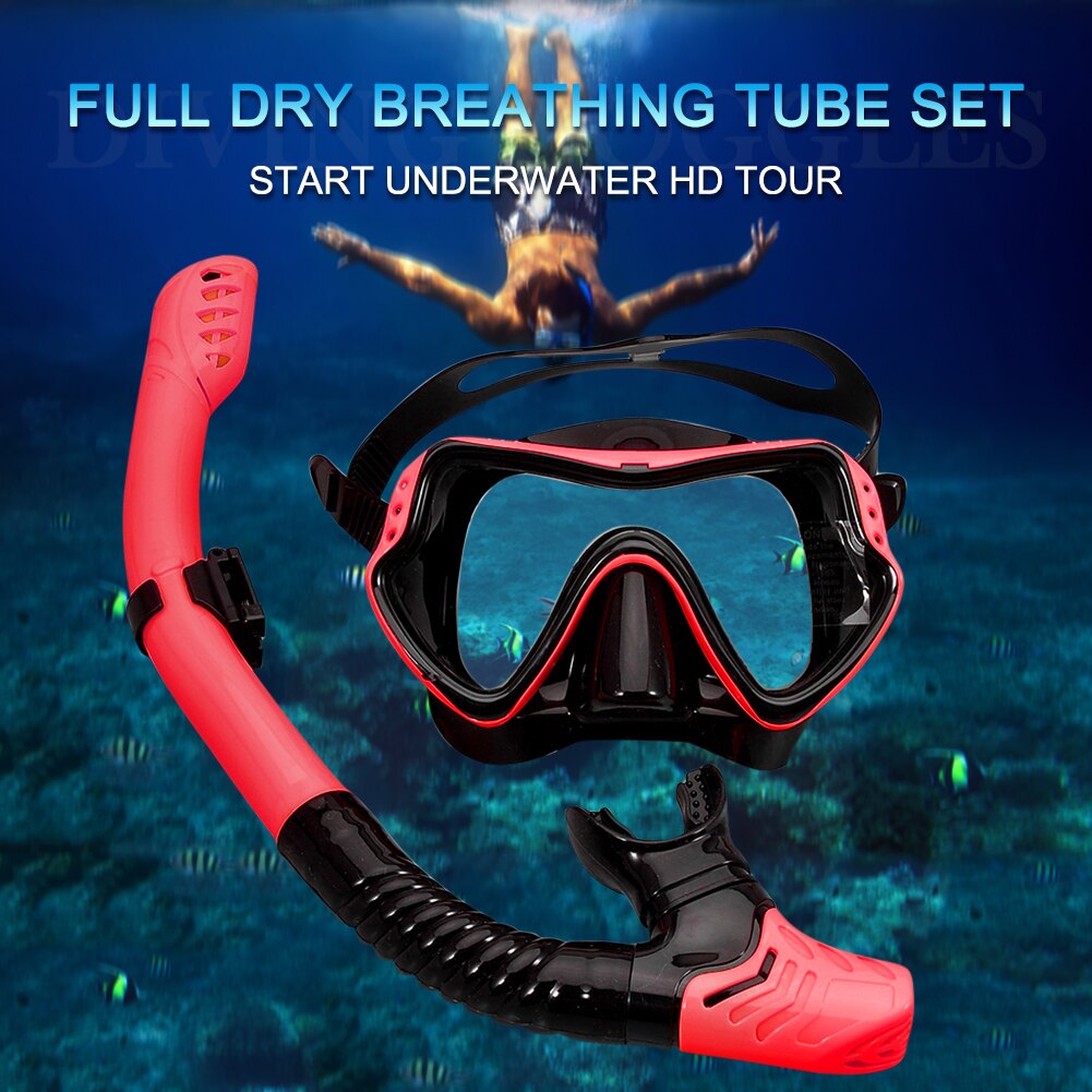 Underwater Scuba Diving Masks Snorkeling Breath Tube Set Adult Silicone Anti-Fog Goggles Glasses Swimming Pool Equipment