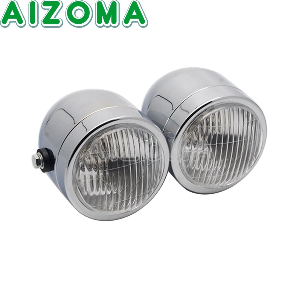 Motorcycle Twin Round Headlight Dual Sport 4" Double Dominator Head Lamp Light for Honda Yamaha Suzuki Cafe Racer Vmax Vmx 1200