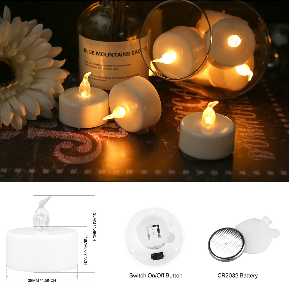 Battery Operated Tea Light Candles with Remote Control 12/24Pack Flameless Flickering LED Realistic and Bright Electric Candles