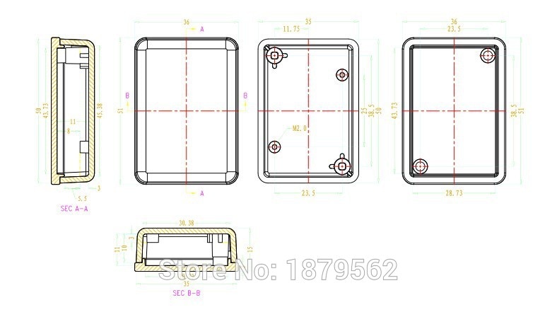 Boîte plastique de commande | Petite boîte plastique pour boîtier de PLC électronique, boîte de commutation de commande, étanche ABS, bricolage, 2 couleurs 51*36*15mm