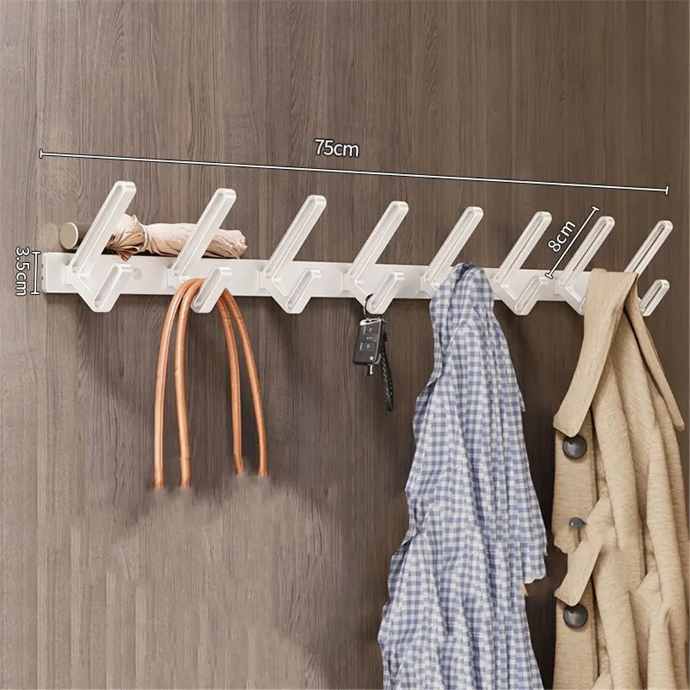 Perchero de aluminio con 7/8 ganchos, perchero largo montado en la pared para ropa, colgador para sombrero, organizador de llaves, ganchos para dormitorio, sala de estar y baño: YELLOW