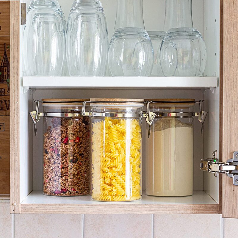 Food Storage Jars With Bamboo Lids Clip Lock Airtight Lids, Glass Jars With Lids, Kitchen Glass Storage Jars With Lids