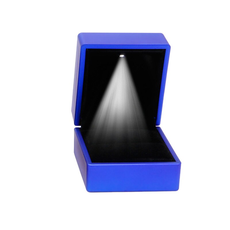 1Pc LED Lighted Earring Ring Box Wedding Engagement Ring Jewelry Display Holder Case (Only Ring Box,Not Included Ring): 9011-Blue