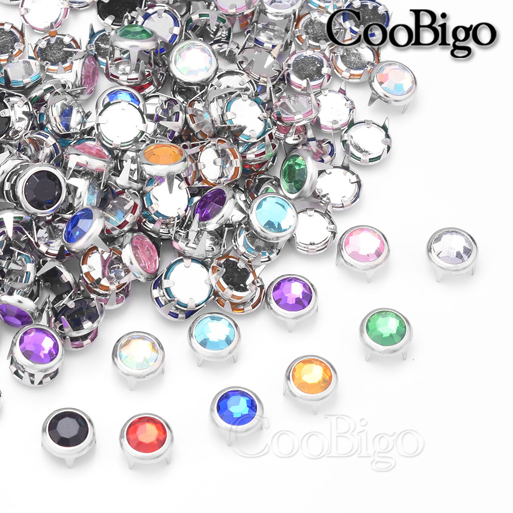 100 Stück 6 mm Strass-Kristallnieten, runde Nieten, Punk-DIY-Nagelköpfe für Kleidung, Schuhe, Taschen, Hut, Ledergürtel, Spikes
