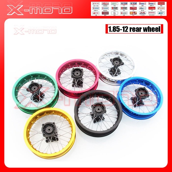 Pit bike Rim of 1.85-12inch Rear Wheel Rim 80/100-12inch Aluminium dirt bike wheel Rims 12mm hole hub