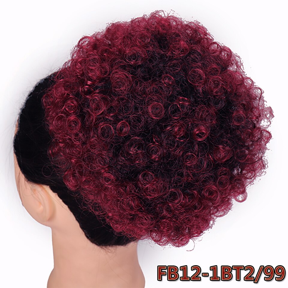 SHANGKE Synthetic Afro Puff Hair Bun Curly Hair Accessories Drawstring Ponytail Women's Chignon Hair Clips in Hair Extension: 1BT299