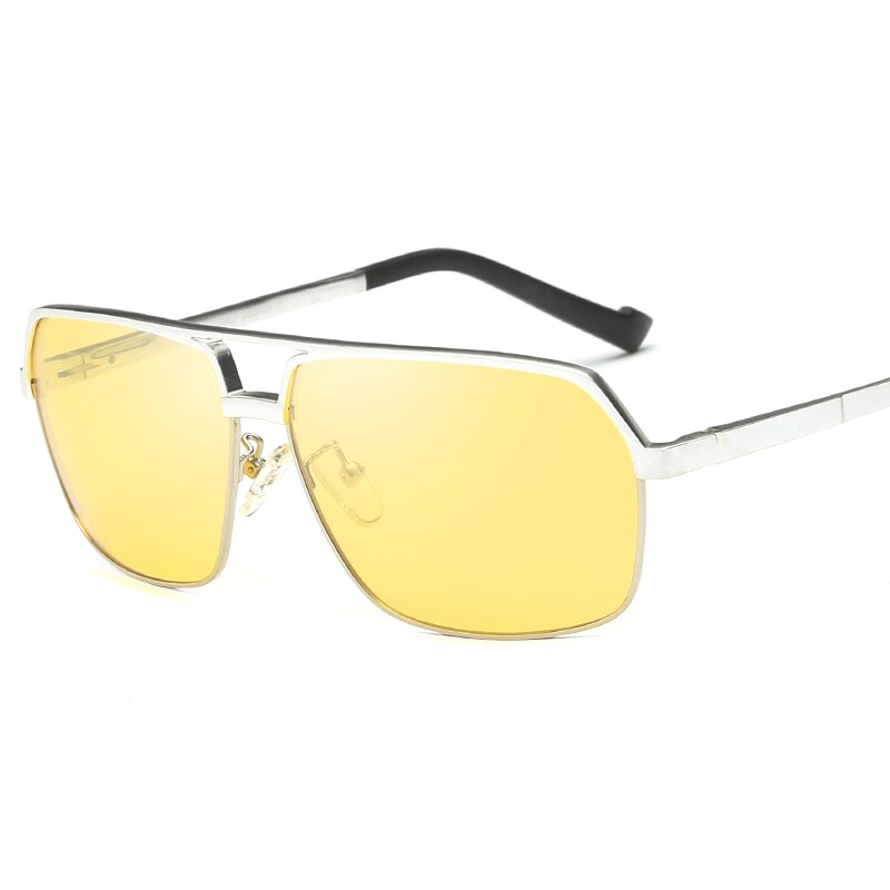 Yso nattesynsbriller mænd kvinder aluminium magnesium polariseret gul firkantet nattesyn beskyttelsesbriller til kørsel anti blænding 8549: Sølv-gul