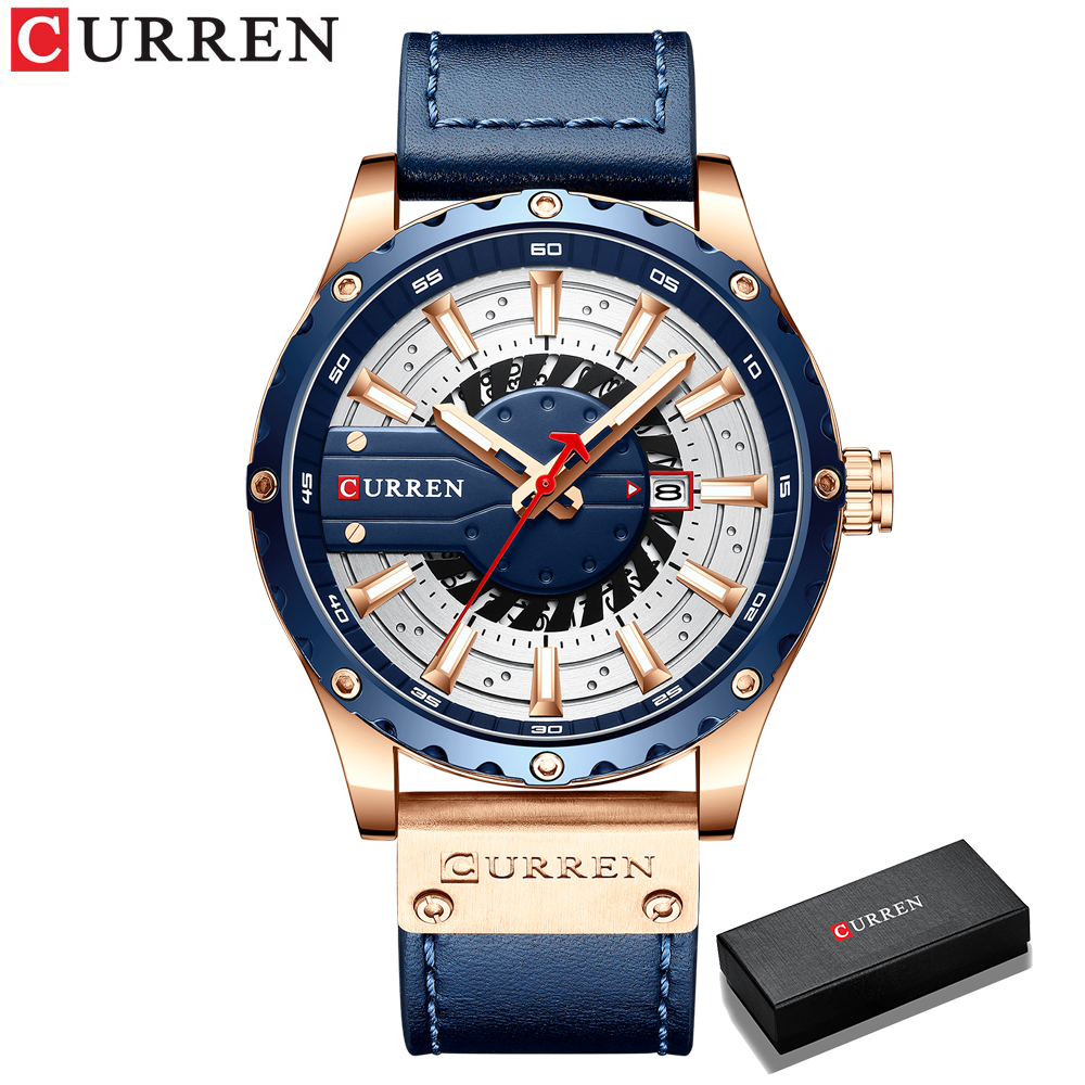 Curren Horloges Top Brand Leather Horloge Casual Quartz Heren Horloge Chic Lichtgevende Handen Klok: Default Title