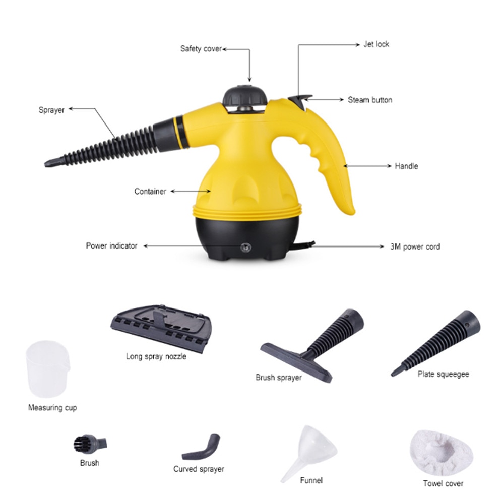 1000W 220V Steam Cleaners Multi-Purpose High Temperature Pressurized Handheld Steam Cleaner Sterilization Air Humidification