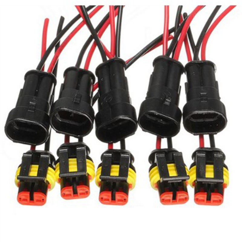 10pcs waterproof male and female electrical connector plugs 2-pin mode with wire for the car motorcycle pedal vehicle tool
