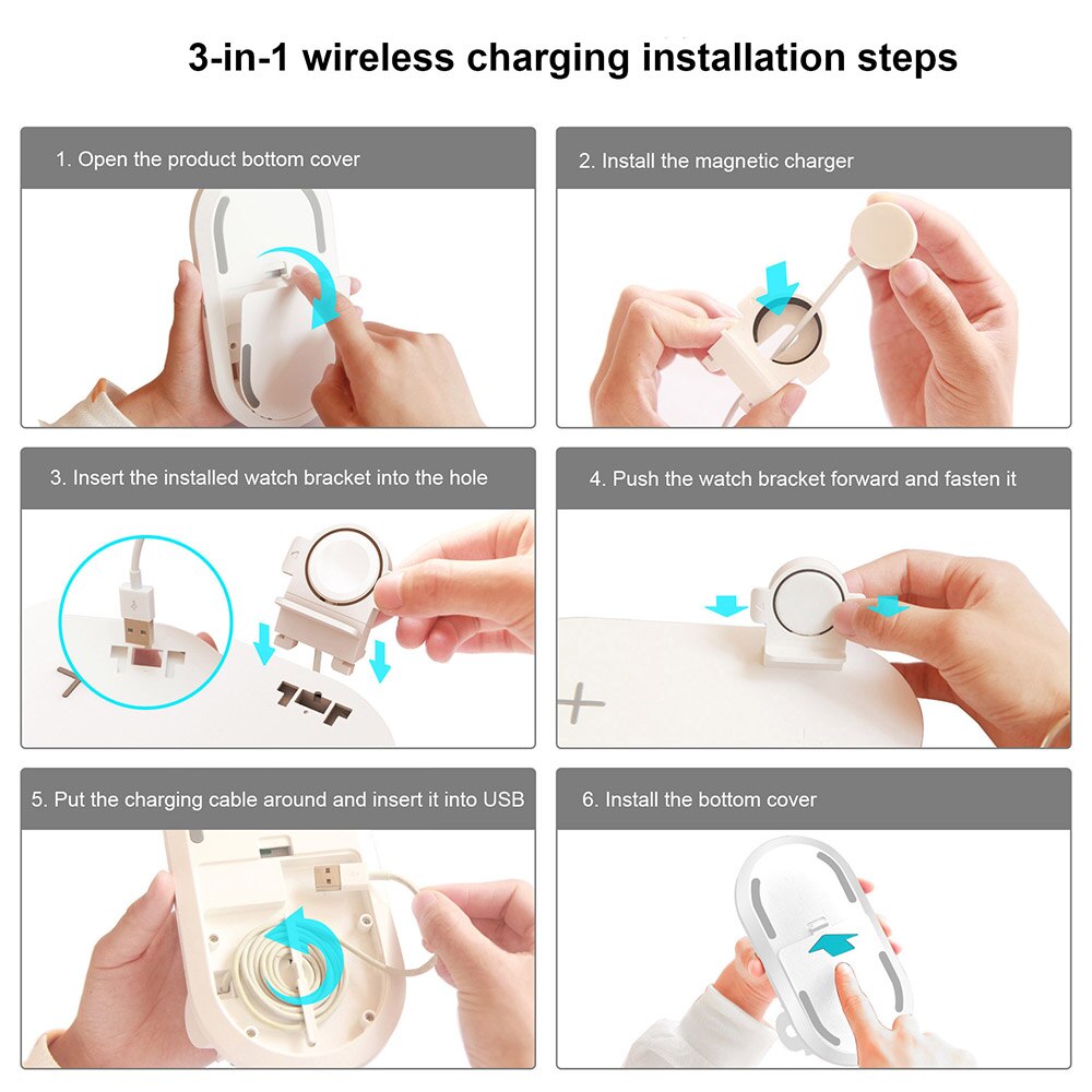 3 in 1 ladestation til apple watch airpods pro  qi 15w hurtig trådløs opladerstander til iphone 11 xs xr  x 8 samsung  s20 s10