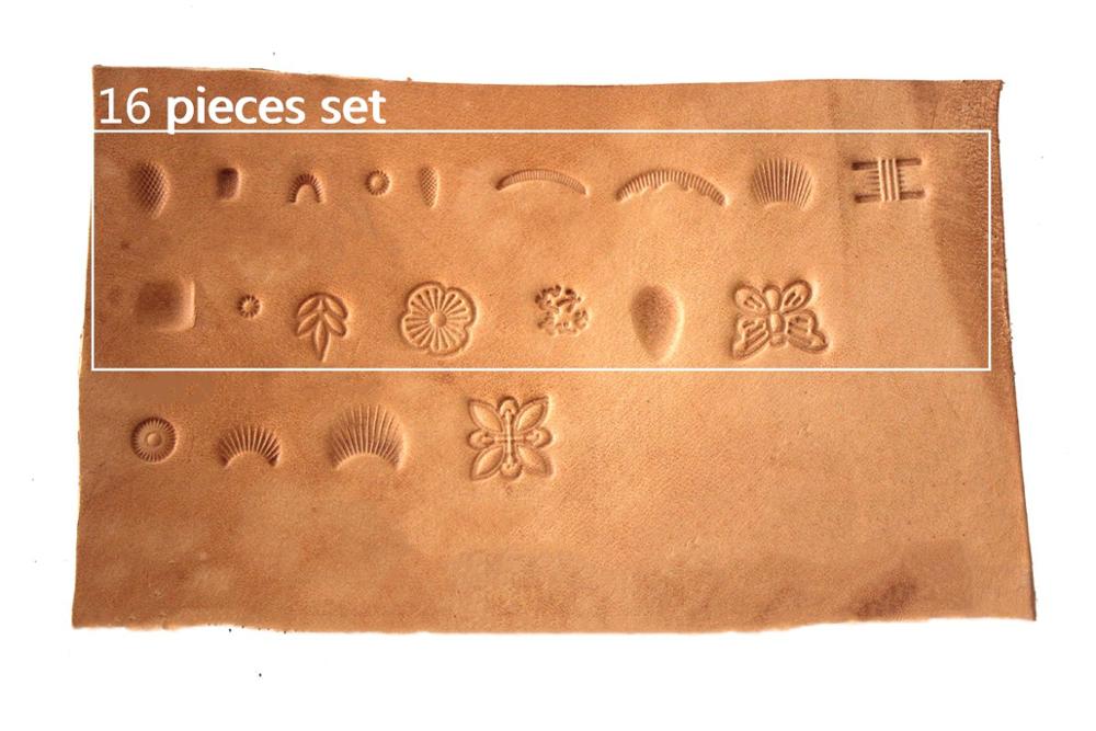 Alloy Metal Handmade DIY Leather Tools Set Leather Steel Punch Alphabet Carvings Tool Leather craft Stamps Leather carving seal: 16 pieces