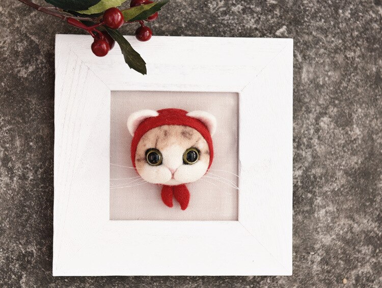 Broche en feutre Animal de poche pour femme, Kit de points d&#39;aiguille en laine de chat Siam, insignes de tête de chat, à faire soi-même: 6
