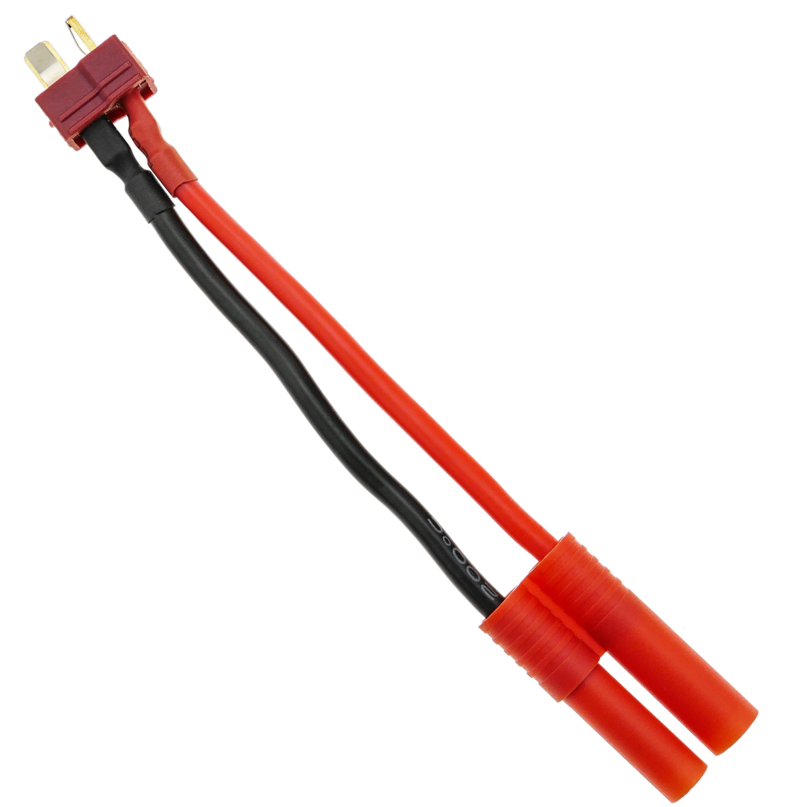 BeMatik - Cable T PLUG macho a HXT Banana 4.0mm de 8cm 14AWG Carga y fuente alimentación