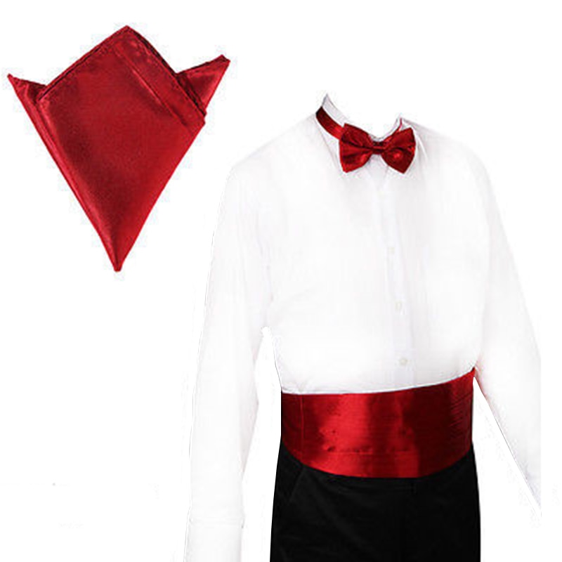 Mens Classic Buikband Satijn Elastische Buikband Smoking Cumberbanden Bowtie Hanky Handerchif Sets Formele Wedding Party Taille Band