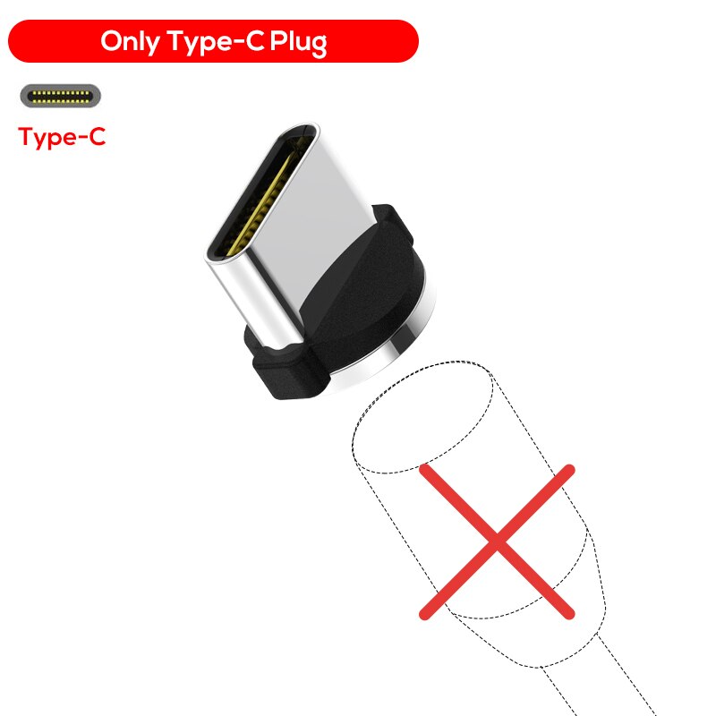 Topk AM30 Magnetische Oplaadkabel, 90 Graden Led Kabel Voor Iphone 11X8 7 6 Plus & Micro Usb Kabel & Usb Type-C Usb C Kabel: Type c Plug No Wire / 1M