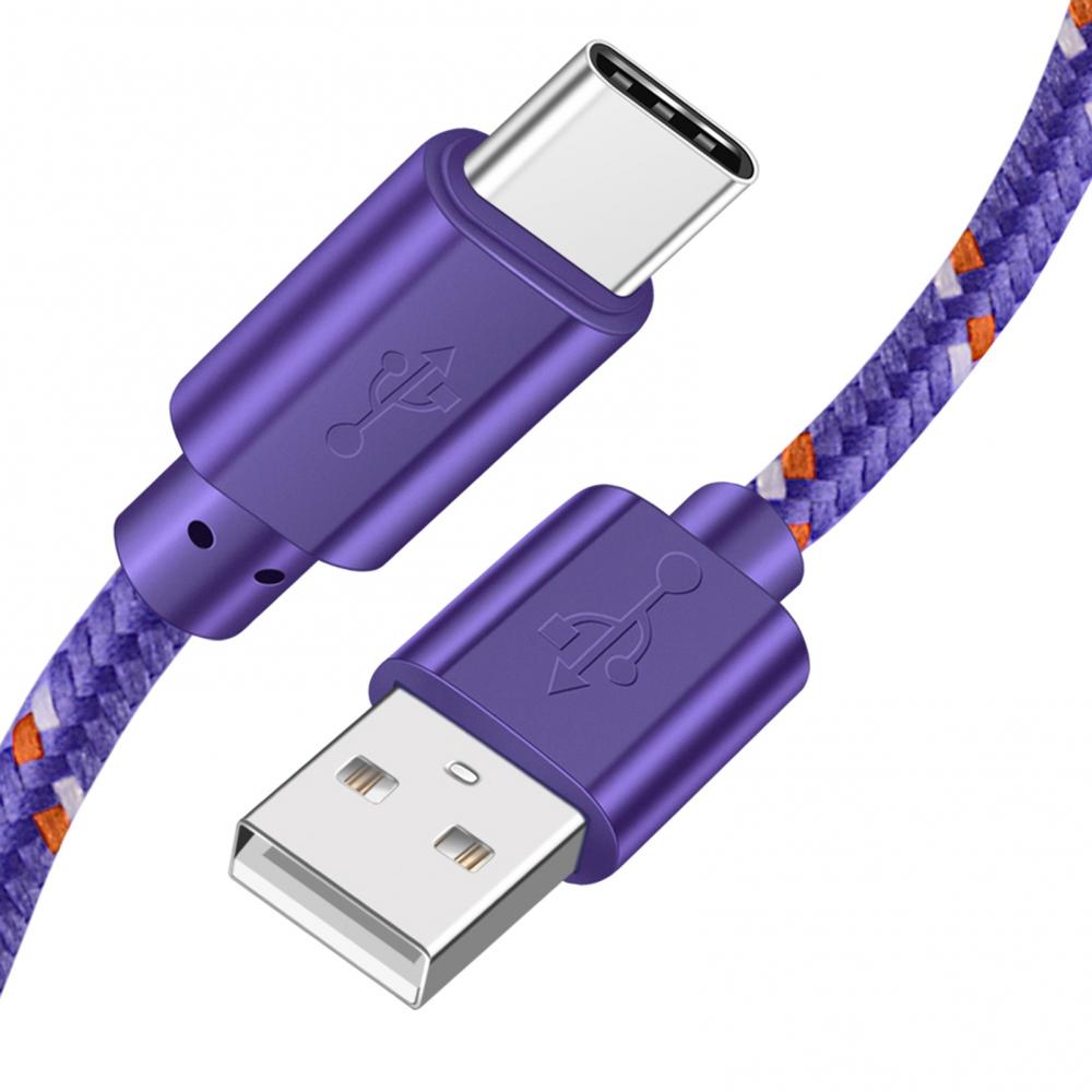 1M 2M 2-In-1 Nylon Usb Naar Type C Kabel Snel Opladen Quick Opladen Mobiele telefoon Opladen Draad Usb C Datakabel Lange Draad