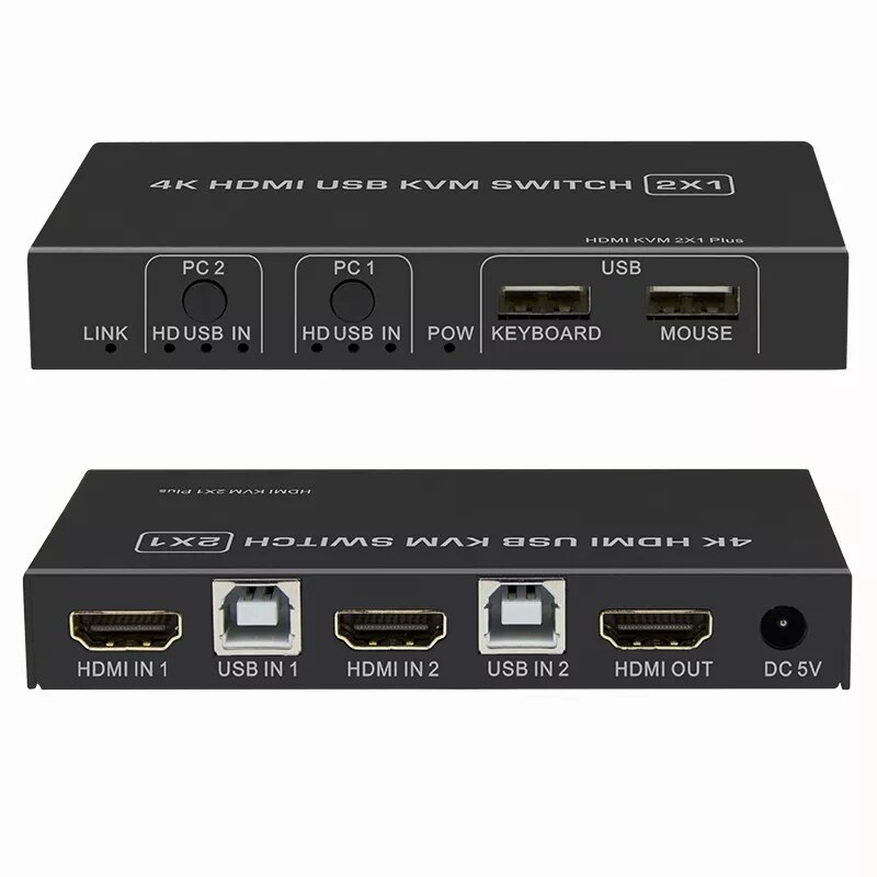 4K Hdmi-Compatibel Kvm Switch, 4 Poorten 4 In 1 Out Hdmi Kvm Switch Ondersteuning 4K @ 60Hz Voor Laptop Hdtv Monitor &amp; ubs Muis Toetsenbord