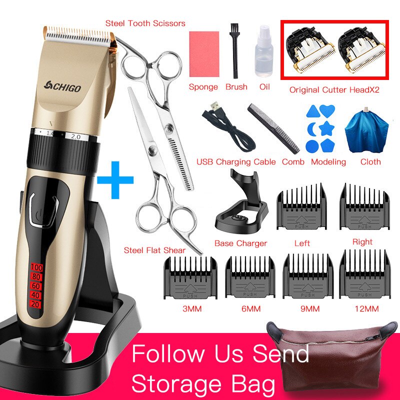 Hair Clipper Rechargeable Electric Digital Hair Trimmer Smart Base Charge Waterproof Men's Haircut Tool: Type 5
