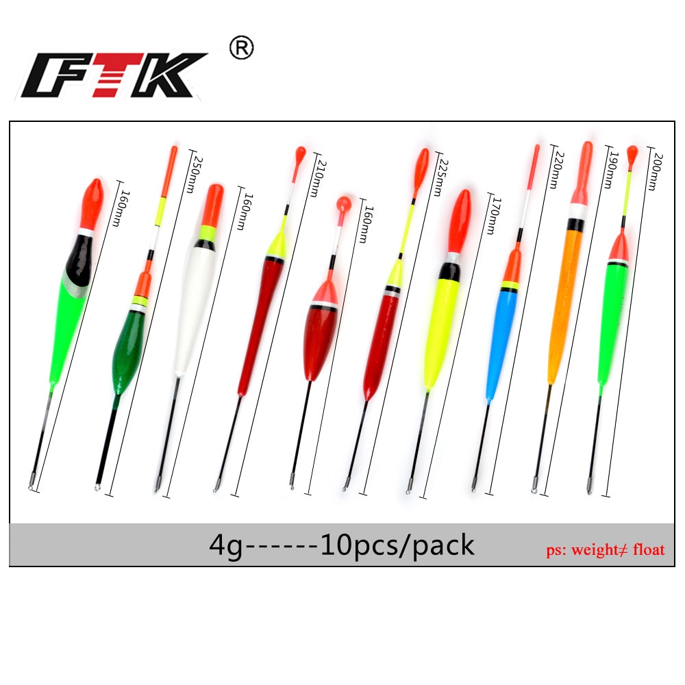 FTK Mixed Waggler Pole Fishing Floats Set of 10 Pcs Barguzinsky Fir Floats Sensitive Bodied 2/3/5g For Carp Sea Bream Roach