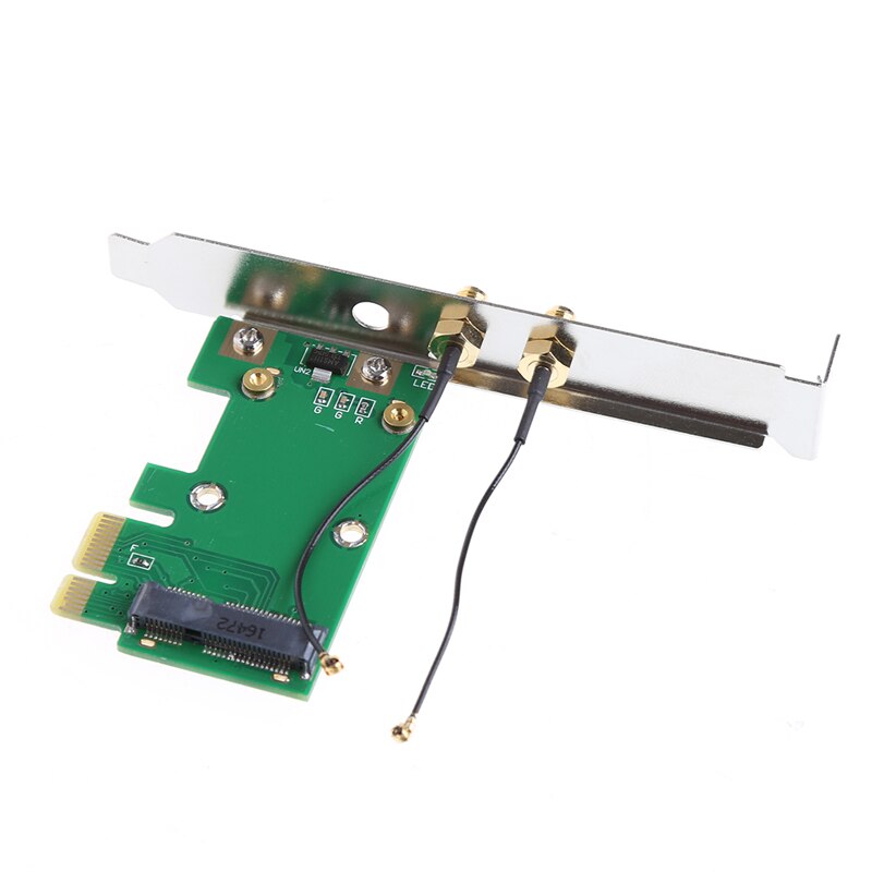 Wireless Wifi Network Card Mini PCI-E To PCI-E 1X Desktop Adapter + 2 Antennas