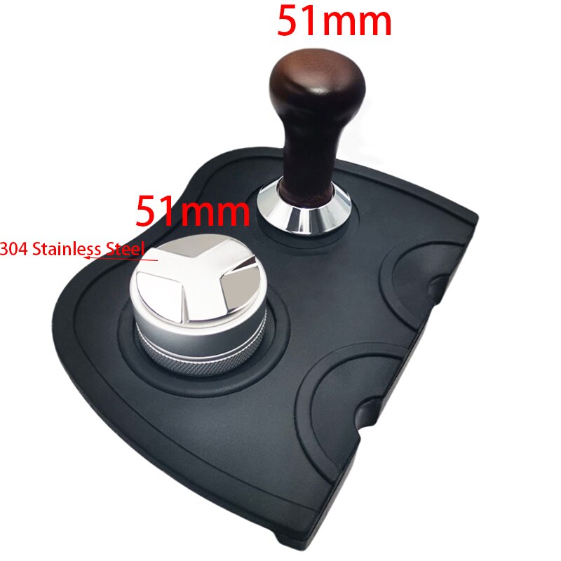 51mm 304 Stainless Steel 3 Angle Coffee Tamper and Flat Coffee Tampers With Double Coffee Mat: Option2  3Pcs