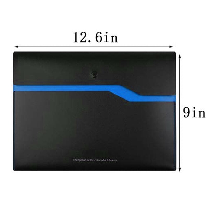 A4 File Envelope Folder Double-Layer Plastic Clip with Snap Fastener Ploy Document File Organizer for School/Home/Office: Blue