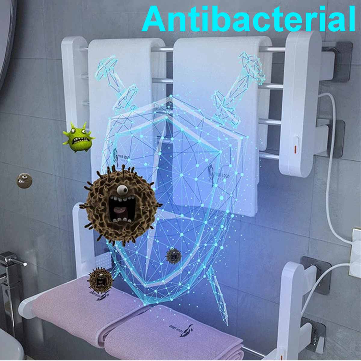 Punch-free Foldable Dryer Intelligent Electric Towel Warmer Heated Towel Rail Bathroom Wall mounted Space Aluminum Towel Rack