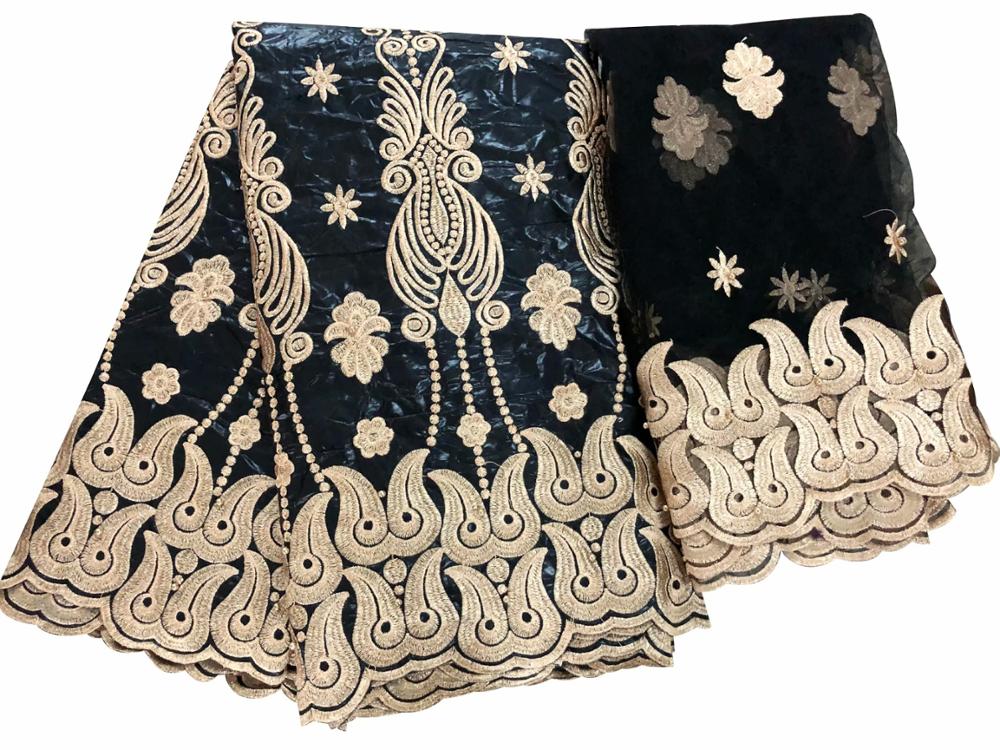 Bazin-tissu riche avec perles, tissus africains, bazin jacquard de guinée brocart avec dentelle française, robe pour femmes