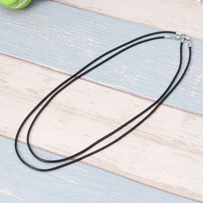Black Silk Leather Cord Chain Necklace Rope with Lobster Claw Clasp N58F
