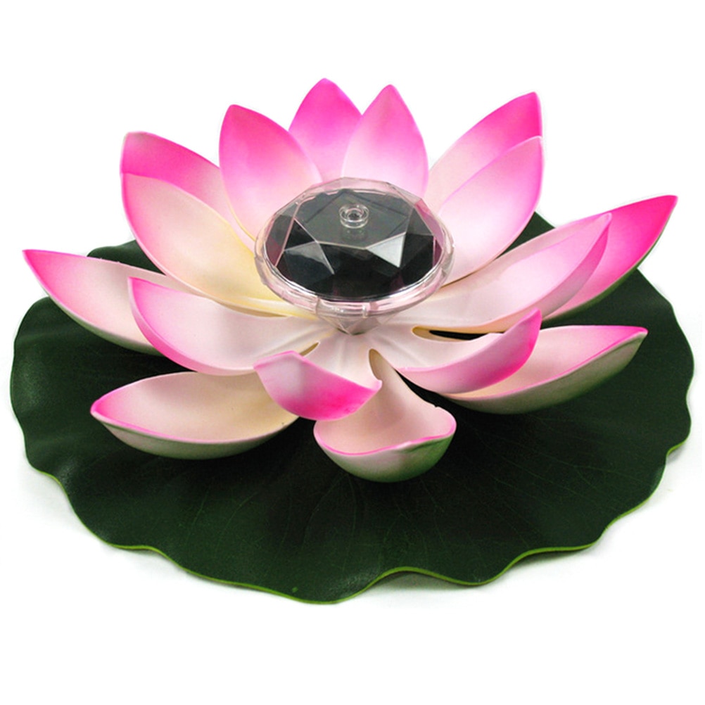 Zonne-energie Bonte Led Lotus Flower Lamp Rgb Water Resistant Drijvende Vijver Nachtlampje Auto On/Off voor Tuin Zwembad