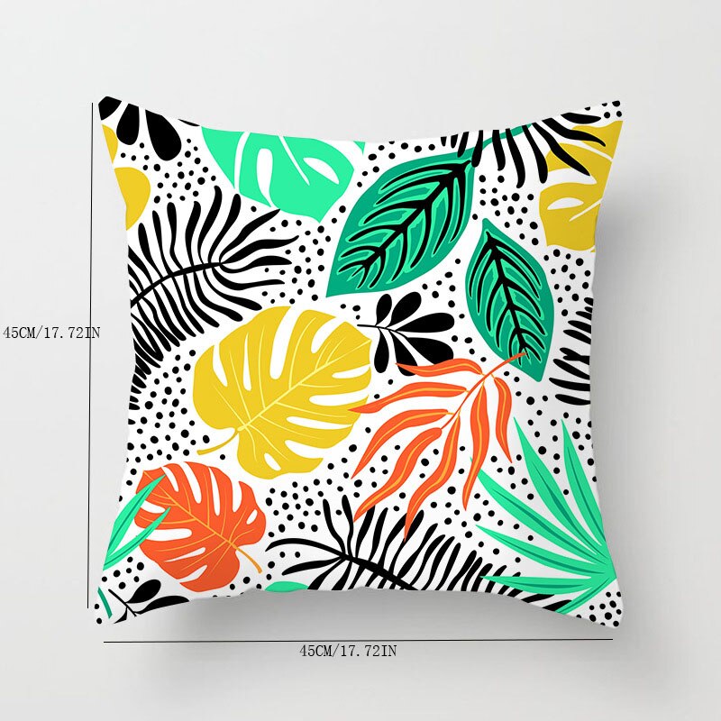 Kids Tropische Planten Palmblad Groene Bladeren Monstera Kussenhoezen Hibiscus Bloem Kussenhoes Decor Beige Linnen Kussensloop