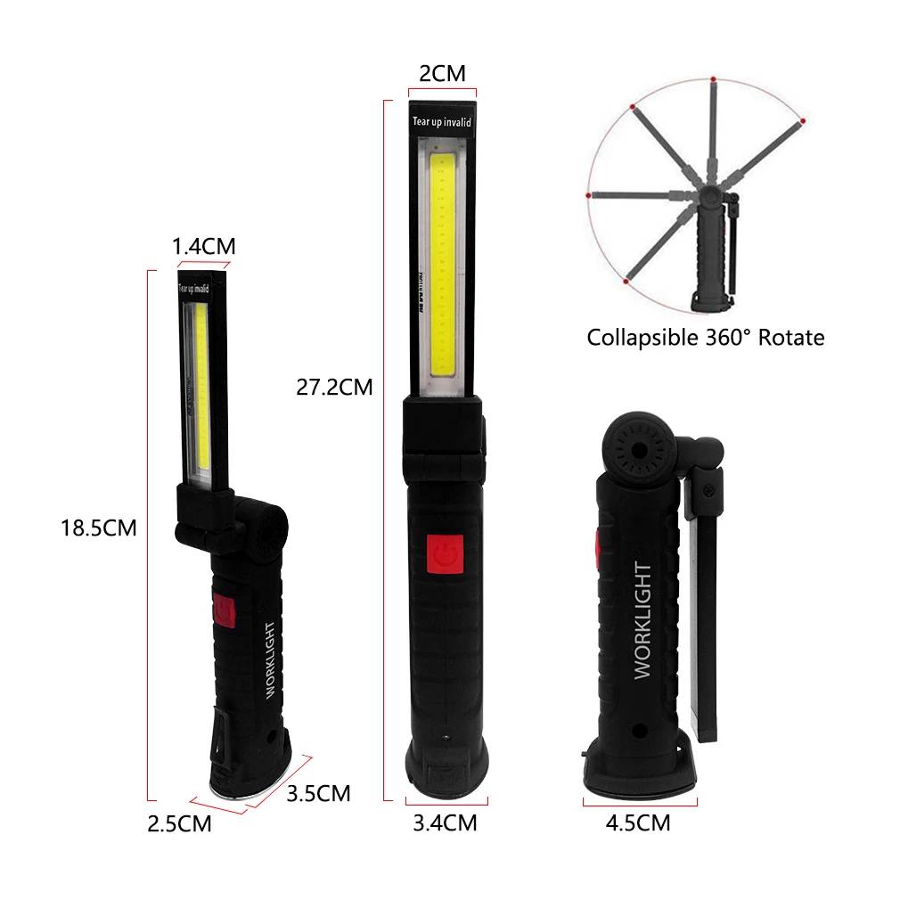 Cob led lommelykt magnet verksted fakkel garasje inspeksjon arbeid praktisk bærbar lanterne usb oppladbar mekanisk lampe