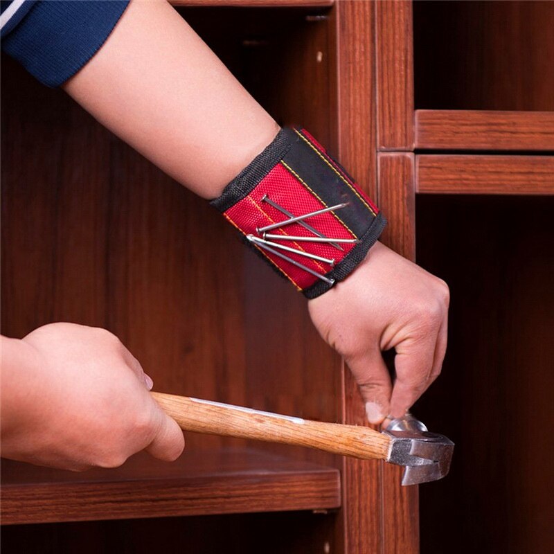 1 st magnetiskt armband handinpackning verktygspåse justerbar elektriker handledsskruvar naglar borrhållare bälte armband för hemreparation