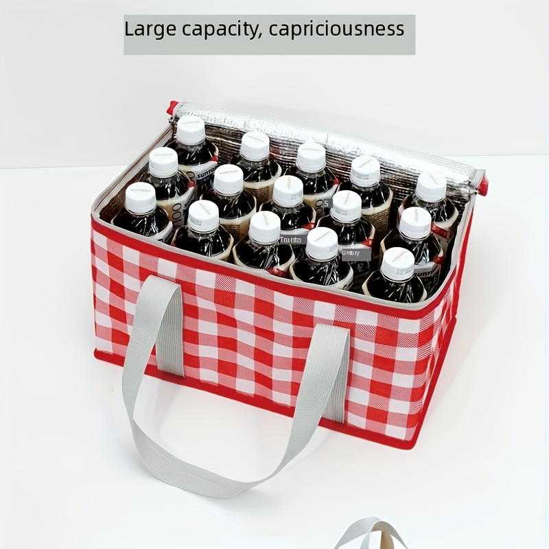 Large Capacity Insulated Picnic Basket-Foldable Outdoor Refrigerated Bag with Thick Aluminum Foil Lining and Multi Layer