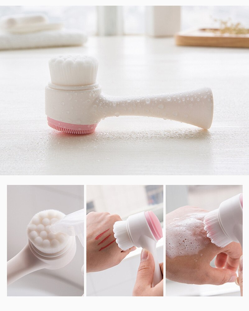 3d dobbeltsidet silikone ansigtsrens børste bærbar ansigtsrens massage eksfolierende hudorm ansigtsmassage vaskeprodukt