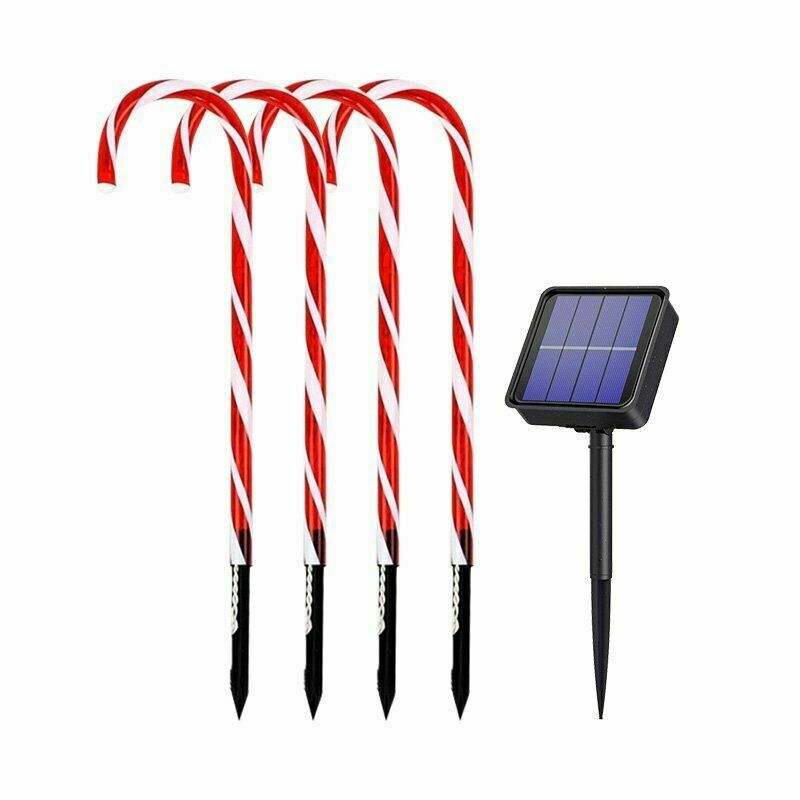 Neue Solar Power Weihnachten Candy Cane Lichter Solar Rasen Lampe Outdoor Solar Lichter LED Weihnachten Decor Garten Pathway Yard Rasen lichter: 4PCS