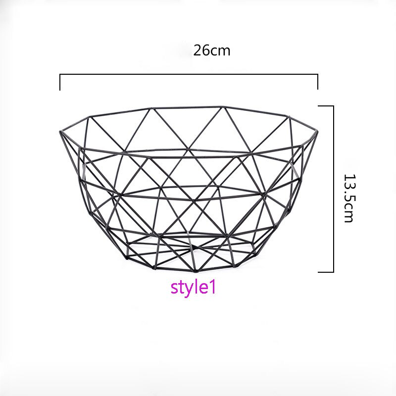 Cesta oco de frutas, cesta de frutas para cozinha, tigela, acessórios domésticos, organizador de petiscos, cestas de armazenamento de alimentos: Style1 Black
