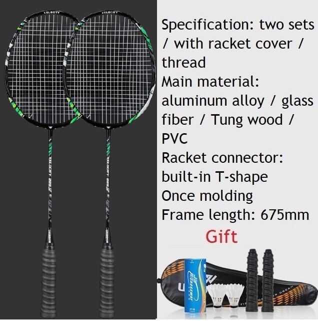 A pair Badminton Rackets Set Ultra light Double Badminton Racquet Titanium Alloy Lightest Playing Badminton whole: black
