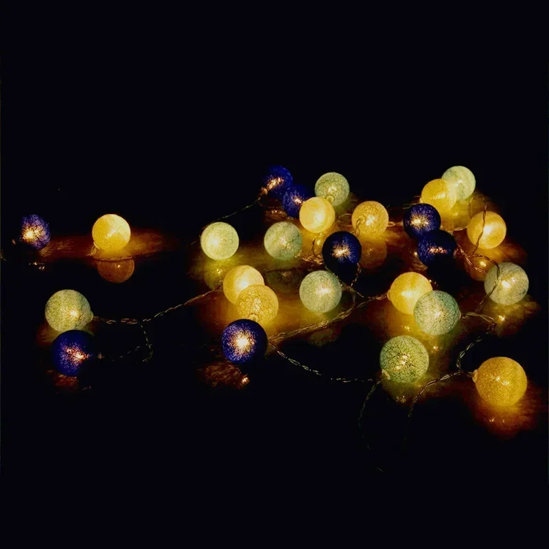 LED-Lichterkette mit Baumwollkugeln, batteriebetrieben oder USB-betriebene Feengirlande, Lichterketten, Weihnachten, , Hochzeit, Party-Dekoration