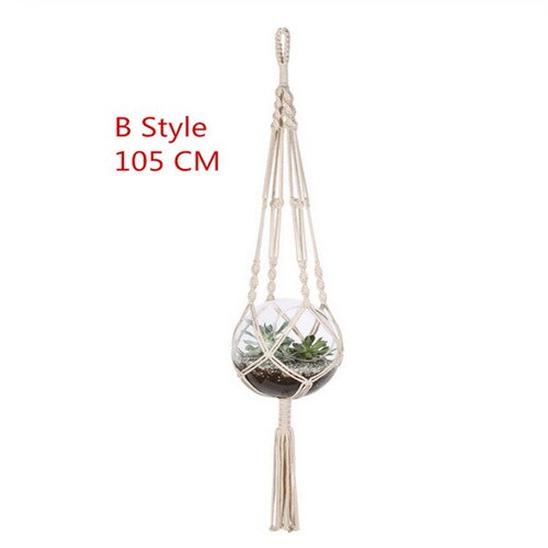 Vintage indretning hængende planter kurv jute reb flettet håndværk hængende kurve urtepotte planteholder potte makrame plante bøjle: Mørk khaki