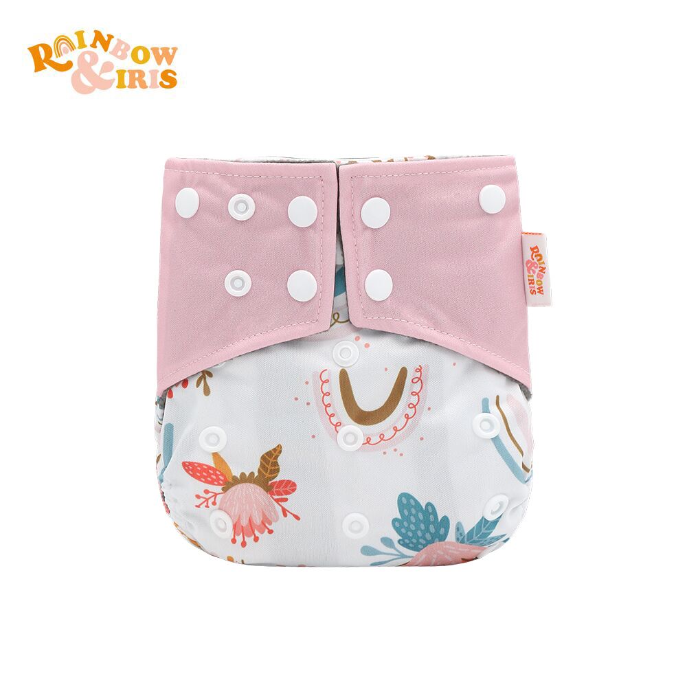 Rainbow&amp;Iris Waterproof Diapers Adjustable Baby Diaper Bamboo Charcoal Lined Diapers: Rainbow flower