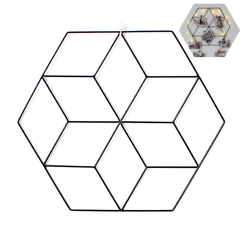 51*45 cm multi-funktion jern metal gitter fotoramme væg kunst display mesh opbevaringsstativ hjemmet diy dekoration: Default Title