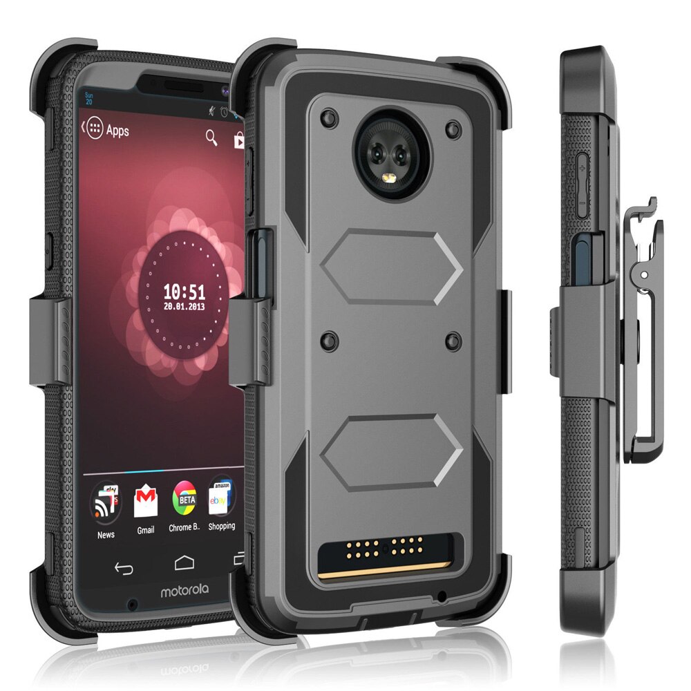 Heavy Duty Hybrid Armor Case Shockproof Impact Beschermende Riemclip Holster Kickstand Cover Voor Motorola Moto Z3/Moto Z3 spelen