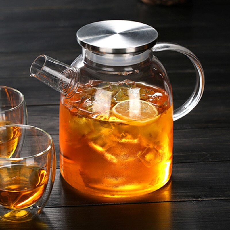 1L/1.8L Big Transparent Borosilicate Glass cup Teapot Heat-Resistant Large Clear Pot Flower Tea Set Puer Kettle Office Home Tool: 1.8L K