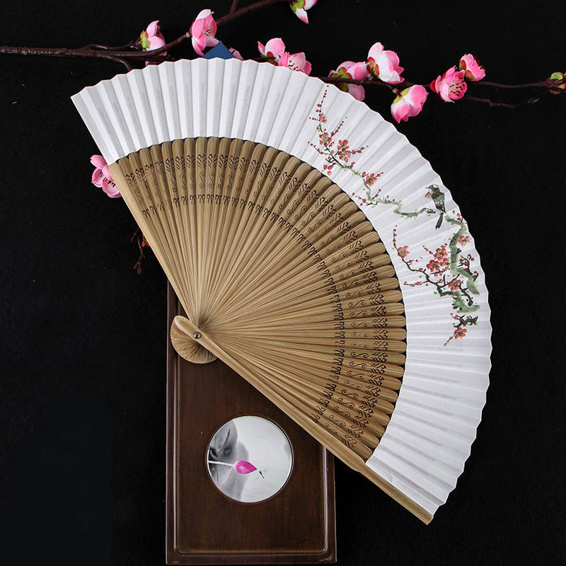Abanicos de papel de baile, abanicos de mano portátiles Hanfu Bambou, abanico de papel exquisito Para mujeres, Ventilador de bambú clásico, Abanicos Para Boda de verano