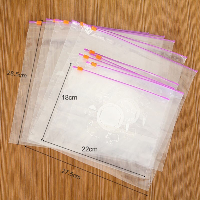 Bolsa de almacenamiento de frutas y verduras de PVC para mantener la frescura 10 Uds., bolsas selladas con cremallera para conservar la congelación, herramientas de almacenamiento de alimentos para Cocina: Default Title