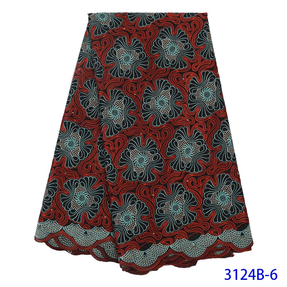 Swiss Voile Lace in Switzerland African Fabric Cotton Laces Fabric Embroidery Lace with Stones for Women KS3124B: Picture 6